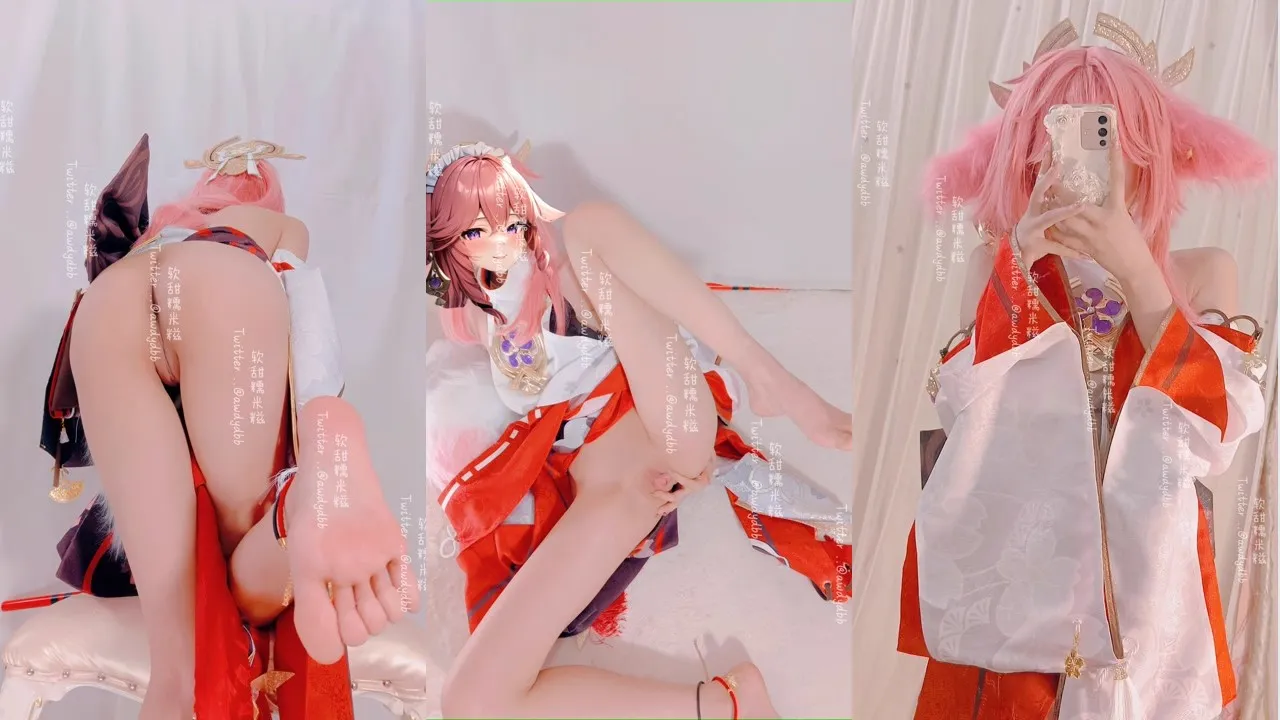 白虎福利姬@软甜糯米糍 – 八重神子 屑狐狸+蓝色猫爪套装 [2V33P_1.36GB]